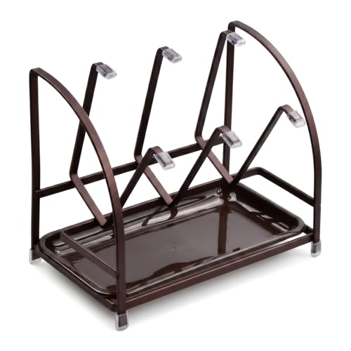 Duronge Portabotellas, Escurridor Biberones de Metal de 20 cm, Espacio para 6 Biberones, Soporte para Secar Botellas con Bandeja de Goteo, Escurridor para Biberones, Bebederos y Biberones, Bronce