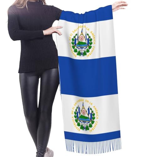 El Salvador Flag Women'S Scarf Fashion Long Blanket Scarf Winter Warm Scarf Shawl Wrap With Tassel 77'' X 27''2