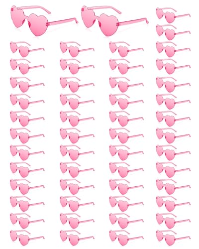 50 Pairs Heart Sunglasses for Women Bulk Transparent Pink Heart Shaped Sunglasses Bachelorette Party Glasses Fun Glasses for Party Favor to Add A Splash of Fun And Style