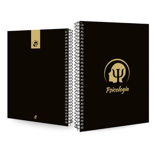 Caderno Universitário Espiral 1 Matéria Profissões Psicologia (Preto e Gold)