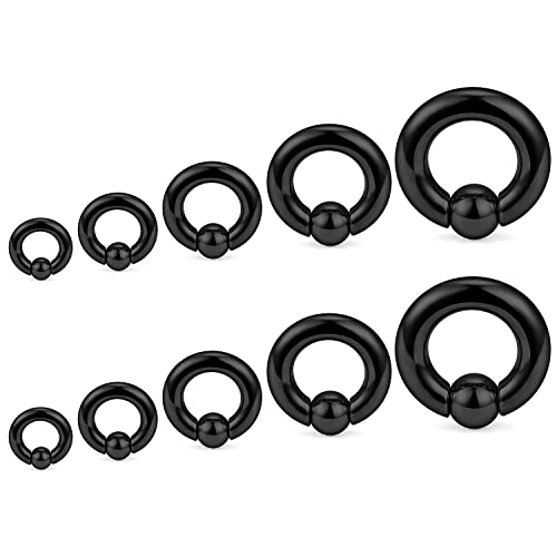 Hoeudjo Large Septum Rings 14G 12G 8G 6G 4G PA Ring Spring Action Captive Bead Rings Ear Gauges Stretching Expander Kit Stainless Steel Stretched Septum Jewelry Kit for Women Men