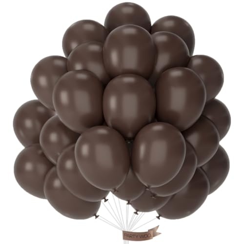 Image of PartyWoo Dark Brown Balloons 50pcs Boho Coffee Neutral Fall Color 12 Inch | Balloons for Bachelorette Baby Shower Anniversary Thanksgiving Birthday Autumn Theme Party Decorations Brown-F20