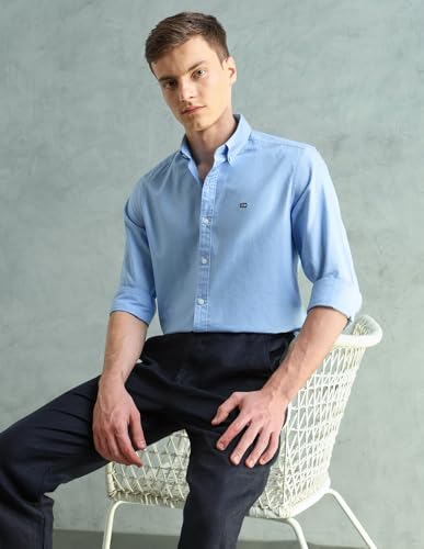 Image of Arrow Sport Solid Slim Fit Cotton Shirt for Men - Full Sleeve Mens Casual Shirts