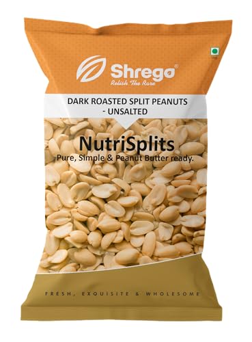 Image of Shrego NutriSplits Dark Roasted Split Peanuts (Unsalted) | Ready-to-Blend | High Protein, Gluten-Free | Peanut Butter Ready | No Added Oil or Salt | 1000 g
