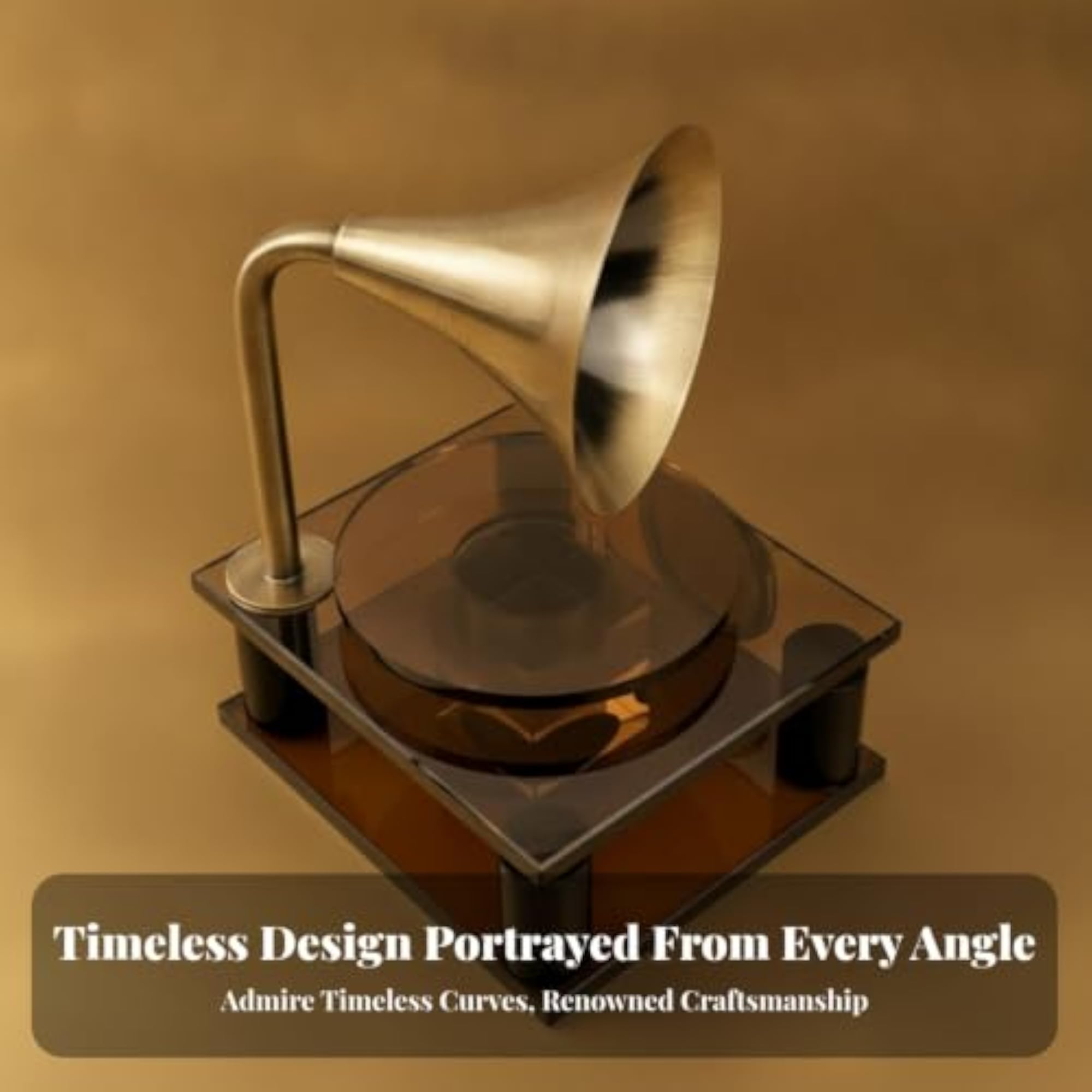 Curved Bell Tabletop Gramophone Decor, Transparent Ornament