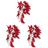 2er-Pack Künstliche Korkrinde mit Saugnapfpflanzen for Aquarien, Reptiliendekorationen for Terrarien, Reptiliendekoration for Reptilienpflanzen Aquarium Dekoration ( Color : Redx3pcs , Size : 30x12CMx