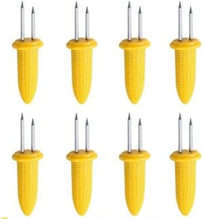 fiXte® 8 BBQ Corn Skewers | Stainless Steel BBQ Skewers | Corn On The Cob Holders | Corn Grips Forks | Barbecue Tool | Sweetcorn Holder Fork | Corn Cob Sticks | for BBQ, Camping, Picnic, Summer Party