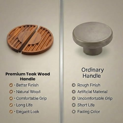 Image of Crescent Groove Half Moon Teak Wood Handle /Main Door Handle /Pull Push Handle for Door /Wardrobe Handle /Complete Set of 1 Handles (Left & Right) 6 * 3 Inch - Model 5007-| 3 Years Warranty |