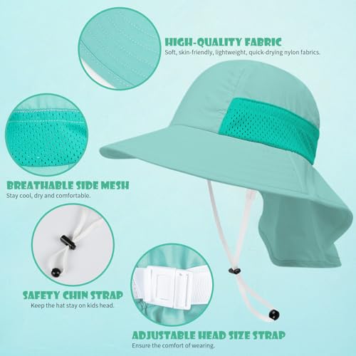Image of Toddler Baby Sun Hat Kids Summer Beach Essentials Adjustable Beach Hats with Bucket Wide Brim for Boys Girls Age 0-14 Years