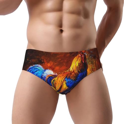 Colorful Rooster Men's Underwear Briefs Coverd Waistband Silky Touch Underwear