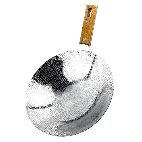 Wok de acero inoxidable con mango de madera para cocinar miniatura 1