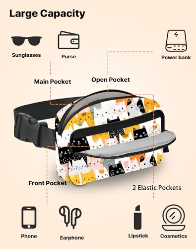 Image of Cat Fanny Pack for Women Belt Bag Fashion Everywhere Waist Pouch Lightweight Crossbody Bags with Adjustable Strap