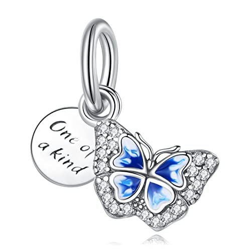 RMMY Abalorios Blue Butterfly Charm Charms Colgantes Cuentas Plata de Ley 925 con Circonita Cúbica Compatible Pulsera & Europeo,Charms para Mujer Niña for Birthday Anniversary Cover