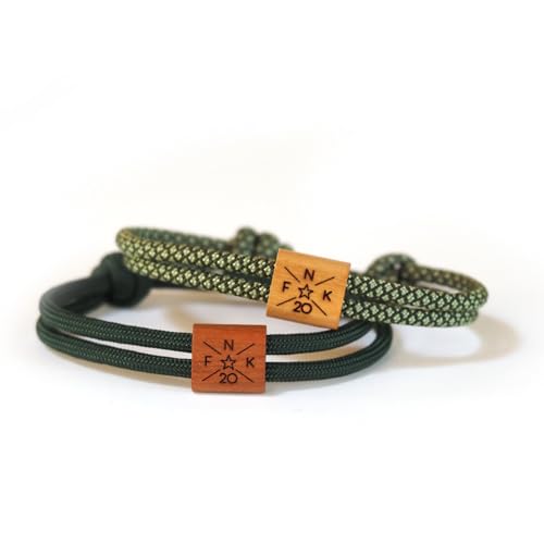 Initialen Holz Partnerarmband Holzarmband mit Wunschgravur aus Segeltau, verschiedene Farben Initialen Holz Partnerarmband Holzarmband mit Wunschgravur aus Segeltau, verschiedene Farben