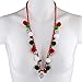 LUX ACCESSORIES Red Green White Christmas Balls Statement Red Bead Chain Fashion Necklace