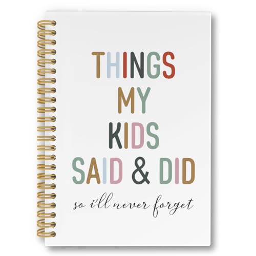 laveliabel Parents Appreciation Gifts Spiral Notebook, Memory Keepsake Gifts for Moms and Dads, Parent Journal, Things My Kids Said & Did College Ruled Spiral Notebook for Parents, 5.5x8.3inch