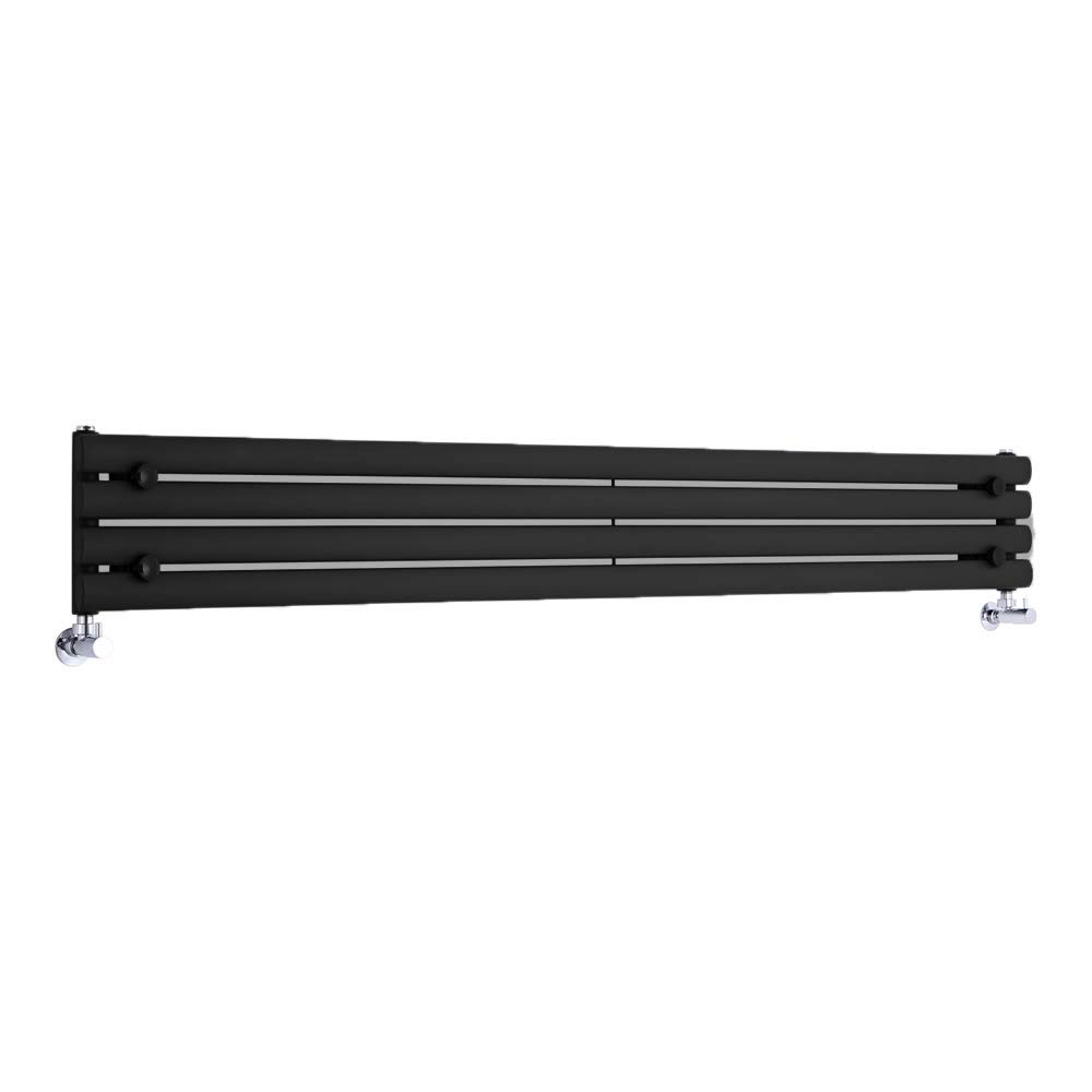 Milano Aruba Black Horizontal Single Oval Panel Radiator - 236mm x 1790mm