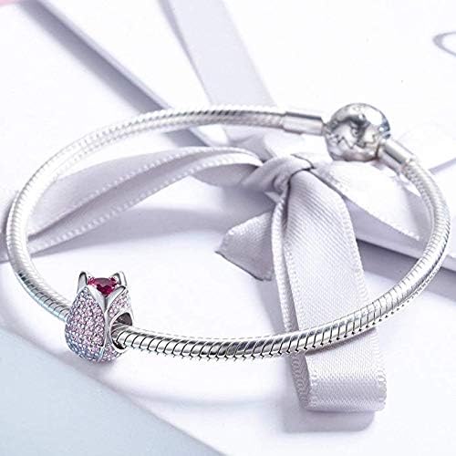 Tulip Charm 925 Sterling Silver Pink CZ Dangle Flower Charms for Pandora Women Bracelet Birthday Valentine's for Her Mum Wife Friend (B) - Image 4