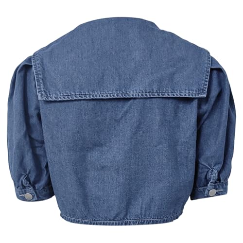 Veste courte en jean boutons et manches bouffantes légères