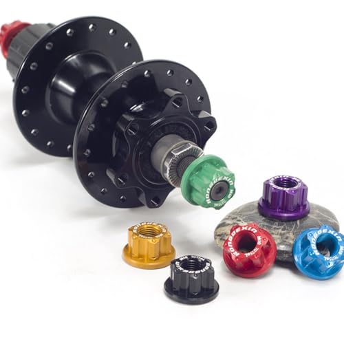 Aluminum Alloy for Bike Rear Wheel Axle Nut Set, M10x1.0 Track Fixed Gear Single Speed Vintage Wheel Nut, 2-Pack (Black/Red/Blue/Gold/Green/Purple)（No Logo Black）
