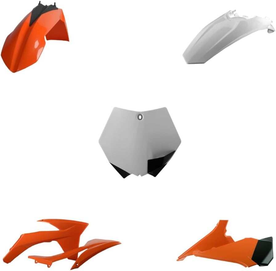 Polisport Motocross (MX) Replica Plastic Enduro Kit for KTM SX (2012) Dirt Bike – OEM Quality, Durable, Flexible & Perfect Fit – Orange/White/Black