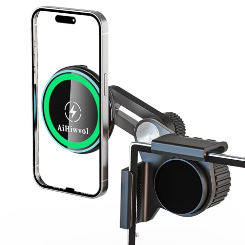 AiHiwvol for Qi2 15W Tesla Phone Charger Magnetic,Wireless Charging Car Phone Holder for Model Y/3 Accessories Tesla Phone Mount Charger for iPhone 16 Pro Max Plus 15 14 13 12 Series