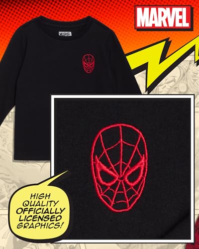 Marvel Spiderman Boys Shirts - 3 Pack Avengers Spidey and Friends Long Sleeve Graphic Tees for Toddler Little Boys and Kids3