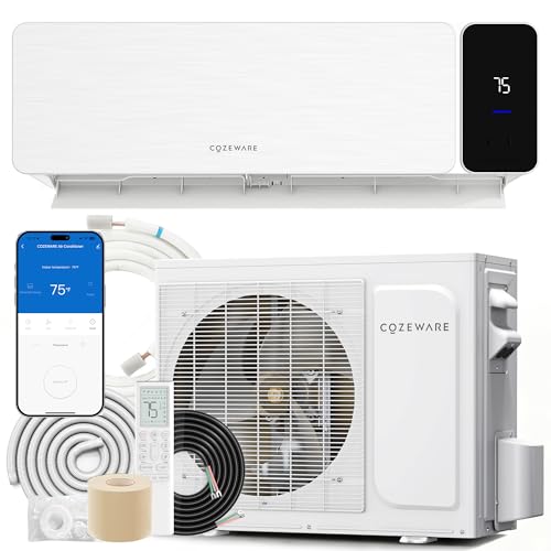 Cozeware 9000 BTU Mini Split Air Conditioner Heat Pump, 115V 18 SEER2 Ductless Inverter System Cool & Heat Up to 450 Sq.Ft with 3 Eco Mode and Installation Kit Visio Series