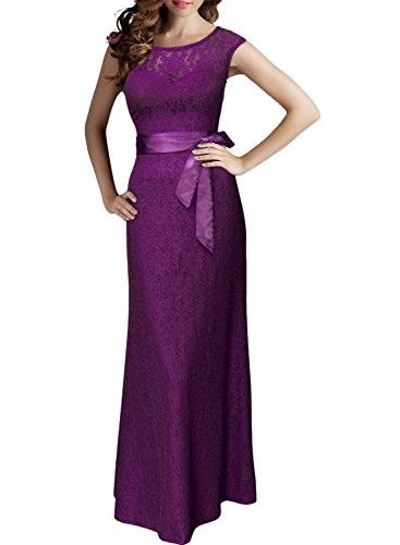 Kemosen Mujer Elegantes Vestidos Floral Precioso Largo sin Manga de Gasa Madrina Fiesta Boda con cinturón