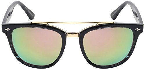 Classic Horned Rim Double Bridge Frames W/Color Mirror Lens 541040P-REV2