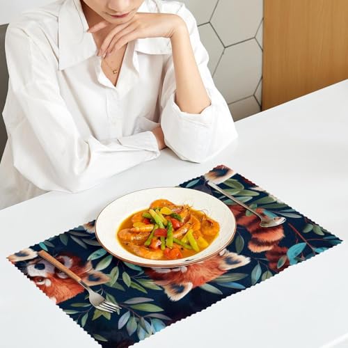 Set de table antidérapant panda rouge lavable table à manger - 7