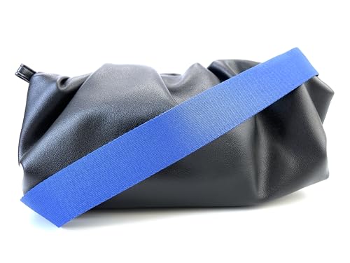 Image of Royal Blue Purse Strap with Silver Hardware 1-1 /2 Inch Wide Solid Color Replacement Crossbody Guitar Style Shoulder Strap for Handbags Totes