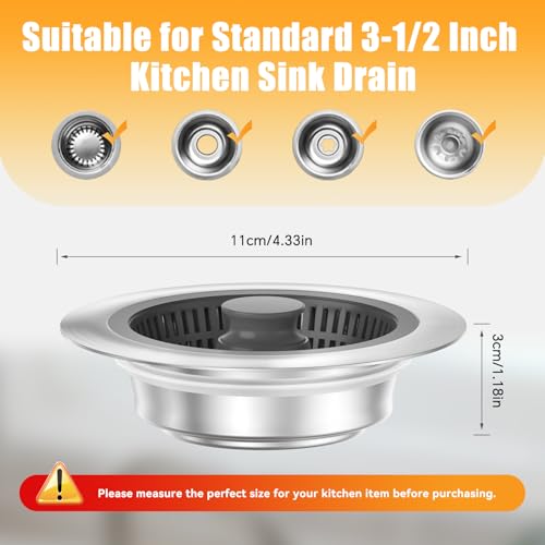 Colador con tapón para fregadero 3 en 1 acero inoxidable miniatura 5
