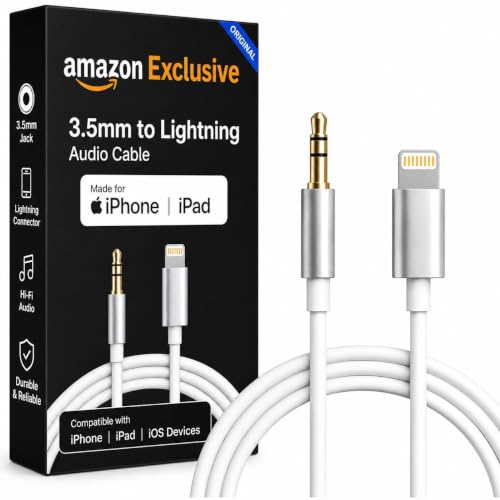 Image of Bxlive 3.5mm to Lightning Audio Cable for iPhone AUX Cable HiFi Stereo Sound 3.5mm Jack to Lightning Connector Compatible with iPhone 14 13 12 11 XS XR X 8 7 Plus iPad iPod Car Speaker Headphones