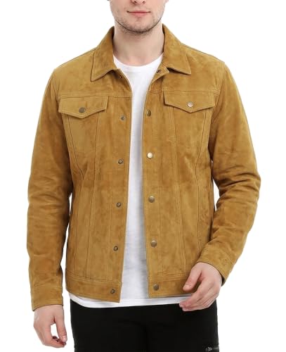 Image of LP-FACON Mens Western Style Trucker Suede Leather Jacket | Cowboy Jacket Collection
