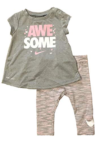 Nike Infant Girls' Tunic and Leggings Set Heather Grey/Pink 6 Months