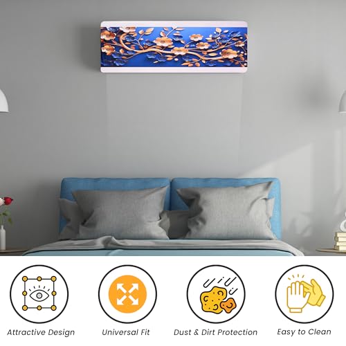 Image of Printed Split Ac Cover Indoor Unit For 1.5 Ton Capacity AC, Inner Unit Ac Cover, All Weather Cover /Attractive Digital Prints /Dustproof /Silken water-resistant Split Ac Cover (Golden Floral)