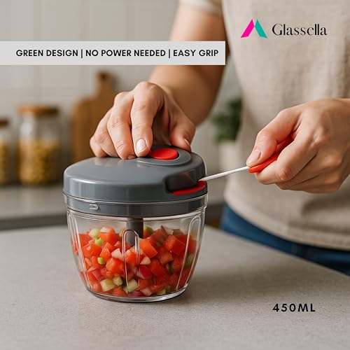 Image of Manual Chopper for Kitchen 450 ml | Onion Chopper Manual | Vegetable Chopper for Kitchen | Chopper for Kitchen Use (Grey)