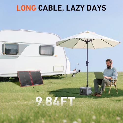 Image of DOKIO 100W Portable Foldable Solar Panel Kit (19x26in, 5.3lb), with Separate Controller and Dual USB, Monocrystalline Charger for 12V Batteries & Power Stations, RV Camping Trailer Emergency Backup