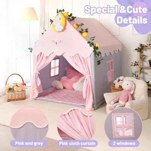 image for Wilwolfer Kid Tent with Mat, Star Lights - Kids Play Tents for Toddler