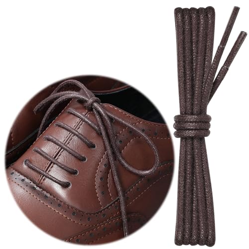 Image of 2 Pairs Dress Shoe Laces, 1 /8 inch Waxed Round Shoelaces | Anti slip waxed cotton coating keeps knots secured all day; 8 colors & 6 sizes for men's,women's leather, dress shoes