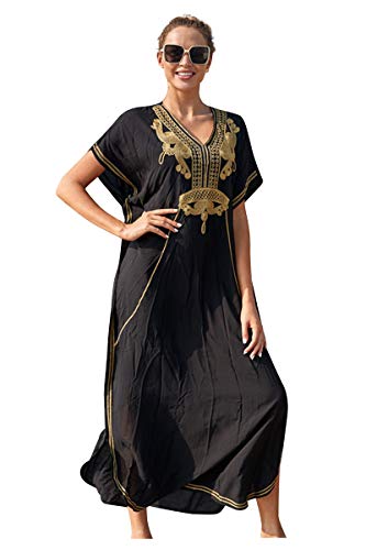 Vestido Boho Mujer Largo Talla Grande Camisolas y Pareos Indios Bohemio Hippie Tunica Piscina Caftan...