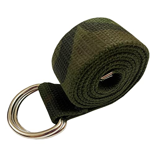 Oneyijun Trenzado Lienzo Cinturón Mujeres Hombres con Doble Plata Metal Hebilla con anilla en D Casual Unisexo 113cm