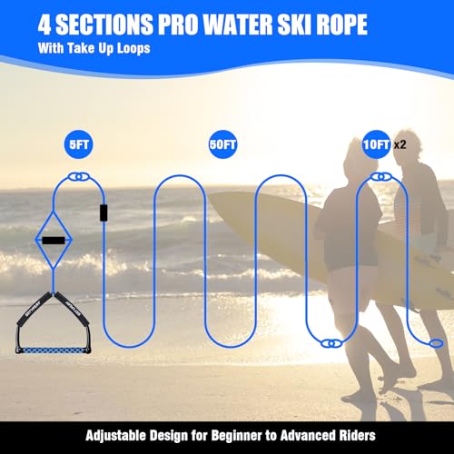 image for SETYPARY 75FT Wakeboard Rope and Handle, Floating Water Ski Rope for W