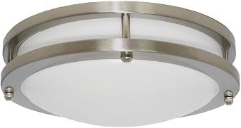 ELCO Lighting ELD21040 Darby 10" Wide LED Flush Mount Drum Ceiling Fixture - 18 W, 1260 Lumens, 4000K - Nickel