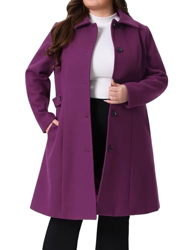 Agnes Orinda Women's Plus Size Single Breasted Belted Winter Long Coat