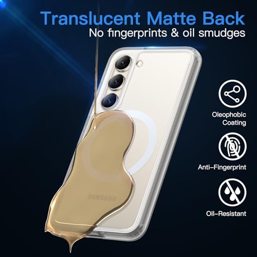Image of JETech Magnetic Cover Case for Samsung Galaxy S23 5G 6.1-Inch, Compatible with MagSafe, Translucent Matte Back Shockproof Phone Cover (Frosted Clear)