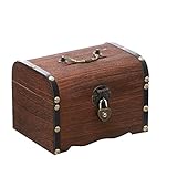 【Amplia Aplicación】 La caja del tesoro de madera retro se puede utilizar como organizador de collares, organizador de recuerdos, casillero, alcancía y también como una hermosa decoración para el hogar, la oficina, el dormitorio, etc.