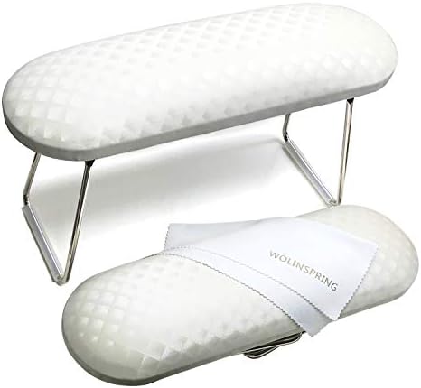 Nail Arm Rest, Hand Rest for Nail Microfiber Soft Leather Manicure Nail Rest with Non-Slip, WOLINSPRING Professional Hand Pillow Cushion Table Desk Station for Nail Techs Use (White)