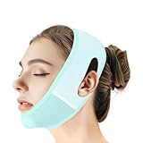 Beiskll Reusable V Line Lifting Mask with Chin Strap, V Shaped Face Mask for Sagging, Jaw Exerciser (Light Blue)